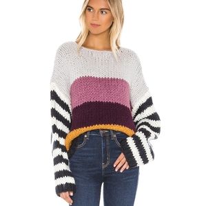 Chunky, warm colorful sweater, striped